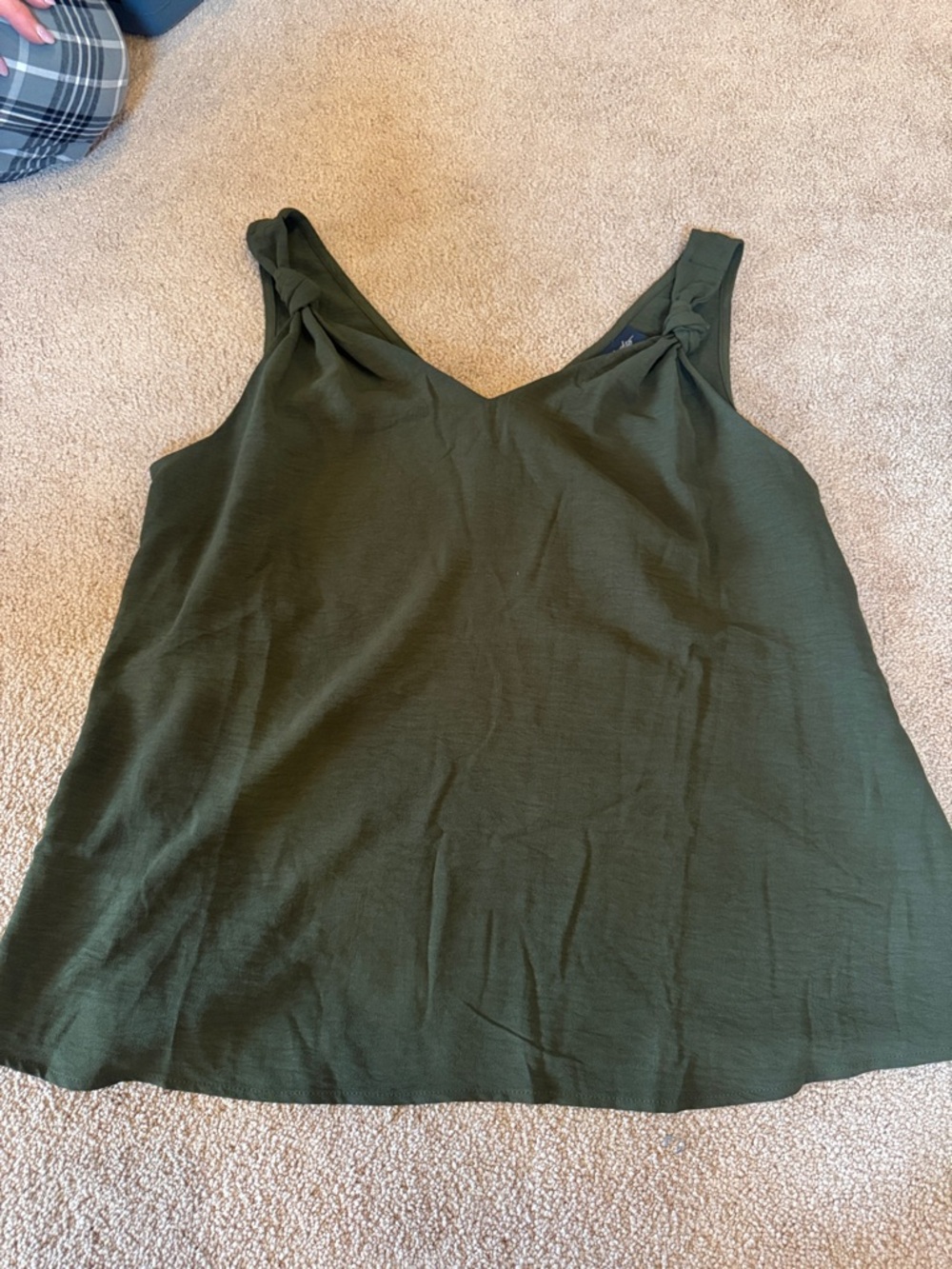 Daytrip Olive Knot-Shoulder V-Neck Tank Top